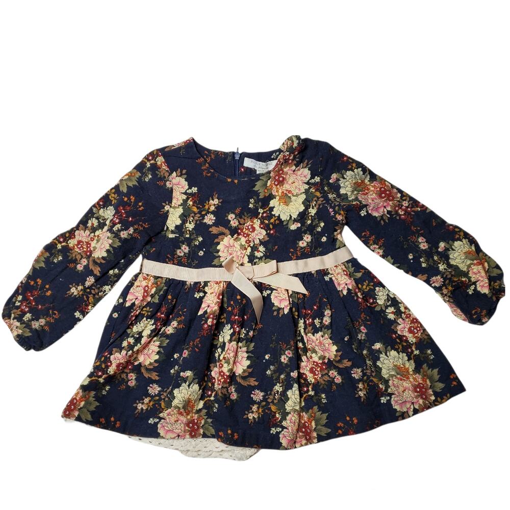 Richie House Floral Long Sleeve Toddler Girl Dress Crochet Bottom Layer 3 1253